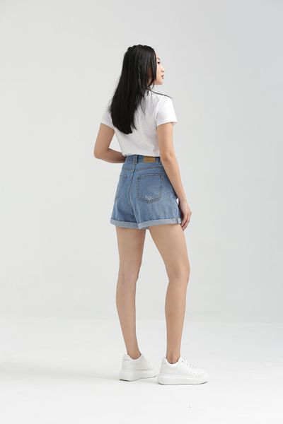 Quần Short Jeans Nữ Loose Fit Wash Rách WSR 2019