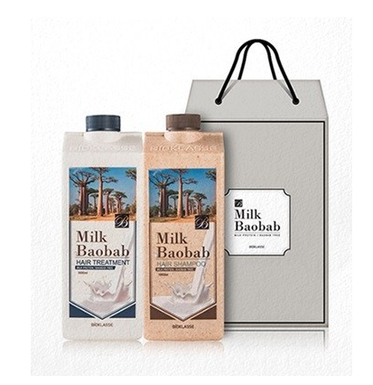 Set sản phẩm chăm sóc tóc dầu gội + xả BIOKLASSE Milk Baobap (1000mlx2)