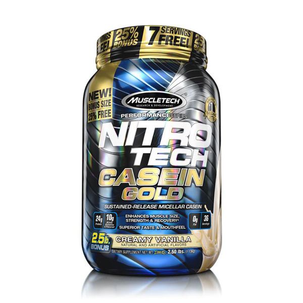 Sữa Tăng Cơ Ban Đêm NitroTech Casein Gold 1.2kg - 2 mùi