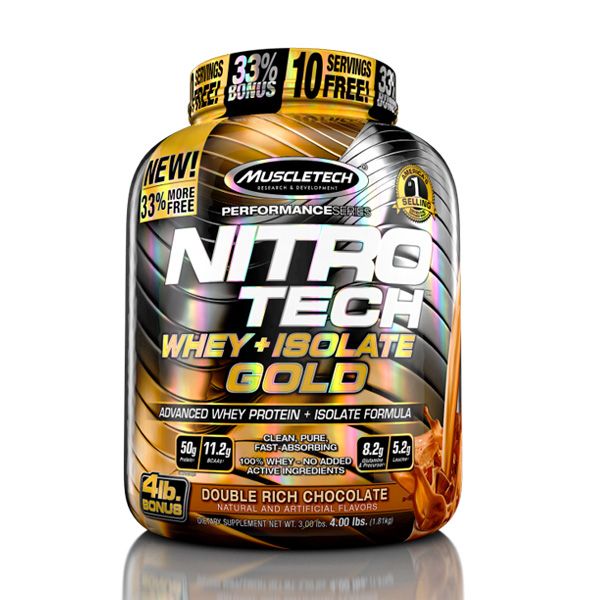 Sữa Tăng Cơ Nitro Tech Whey Plus Isolate Gold 4lbs (1.8kg)