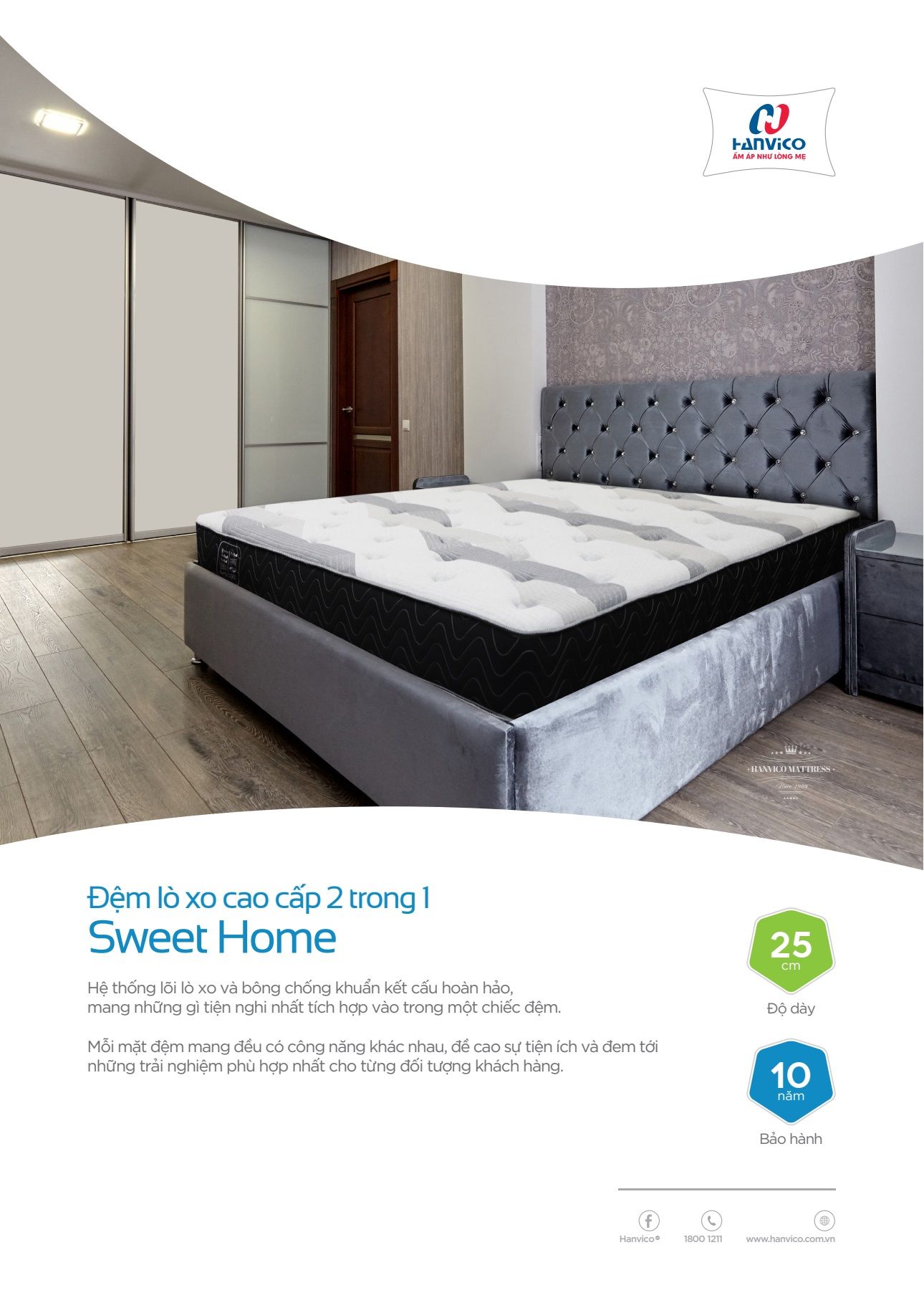 Đệm lò xo cao cấp SWEET HOME 160*200*25cm