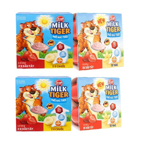 Combo 4 vỉ Phomai tươi Milk Tiger mix vị