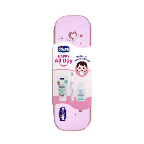 Bộ chăm sóc răng miệng Chicco 3 in 1 Bướm hoa