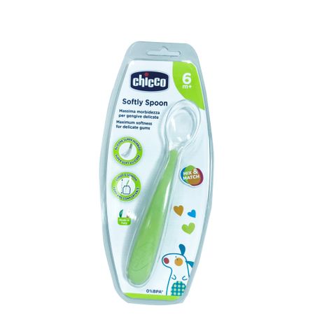 Thìa ăn silicone Chicco xanh lá 6 M+