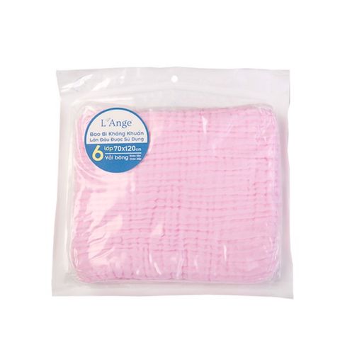 Khăn vải bông L'ANGE 6 lớp màu hồng size 70x120cm - YODEE