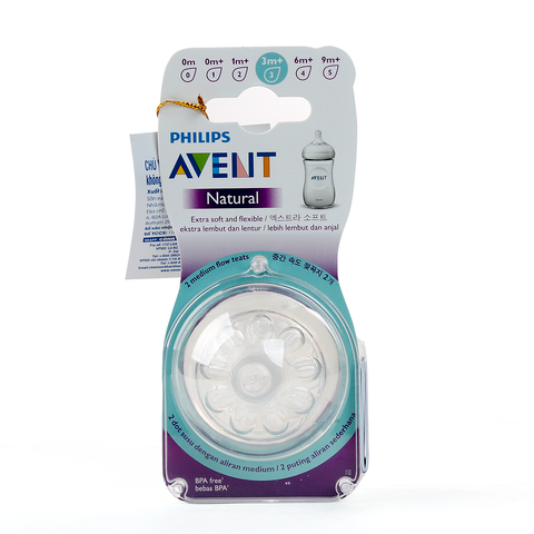 Núm ti silicone Avent Natural cho trẻ từ 3 tháng (số 3)