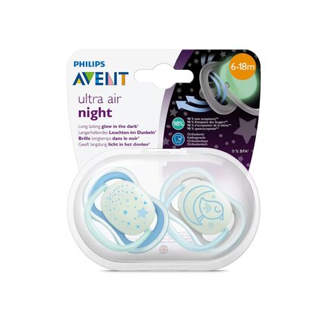 Núm ty Avent ban đêm cho bé từ 6-18 tháng tuổi  (vỉ đôi)
