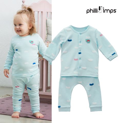 Bộ quần áo dài tay cho bé Philli&Imps màu xanh size 75 cm
