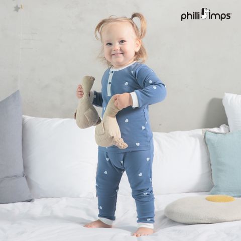 Bộ quần áo dài tay cho bé Philli&Imps màu xanh navy size 80 cm