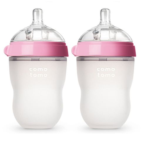 Bộ hai bình sữa silicone Comotomo 250ml - hồng
