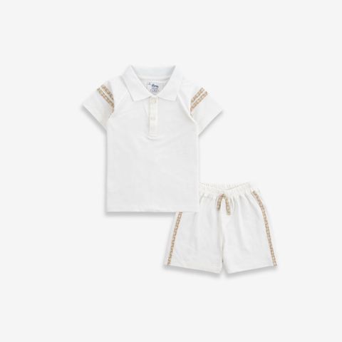 Bộ ngắn tay Bu Baby cổ Polo Trắng