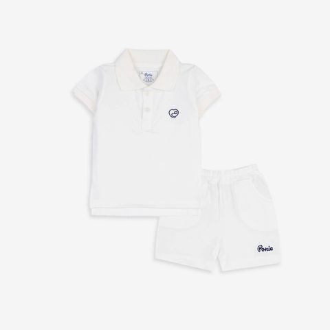 Bộ Polo cộc tay Bu Baby Ponie Trắng