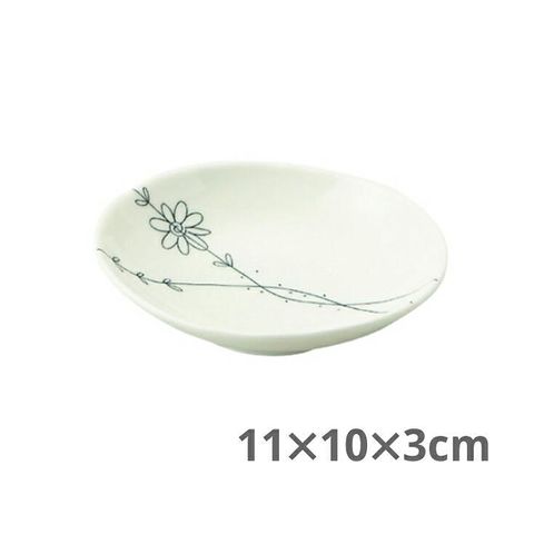 Đĩa sứ hình Oval sâu lòng Yamata  họa tiết hình cành hoa size 11×10×3cm