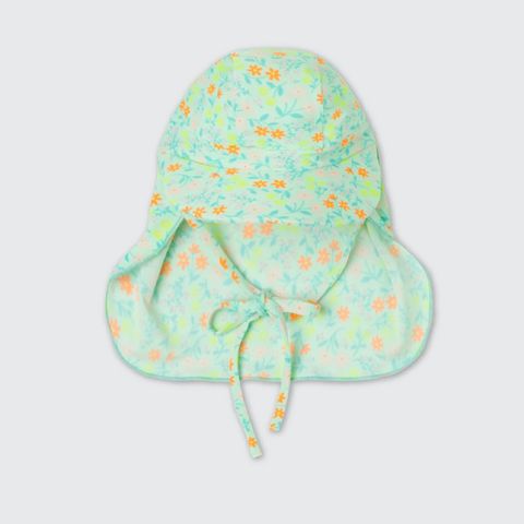 Mũ bơi chống thấm nước La Pomme chắn nắng Vàng (Hoa nền xanh)