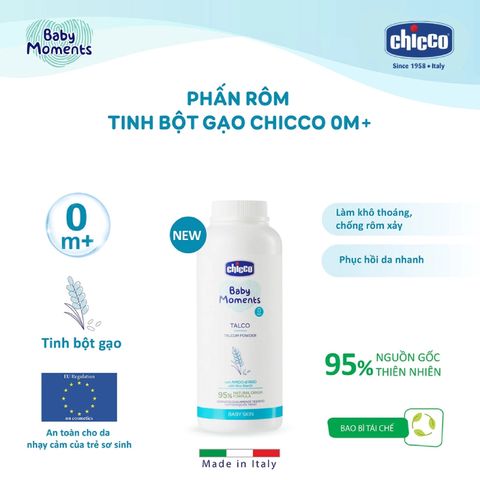 Phấn rôm tinh bột gạo Chicco 0M +150g