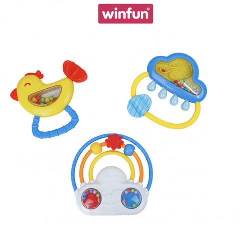 Set 3 đồ chơi xúc xắc cầm tay, gặm nướu chủ đề cầu vồng và mưa Winfun