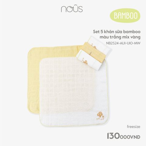 Set 5 khăn sữa Nous bamboo màu trắng