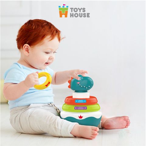 Lật đật kết hợp vòng xúc xắc xếp chồng màu sắc hình khủng long ToysHouse