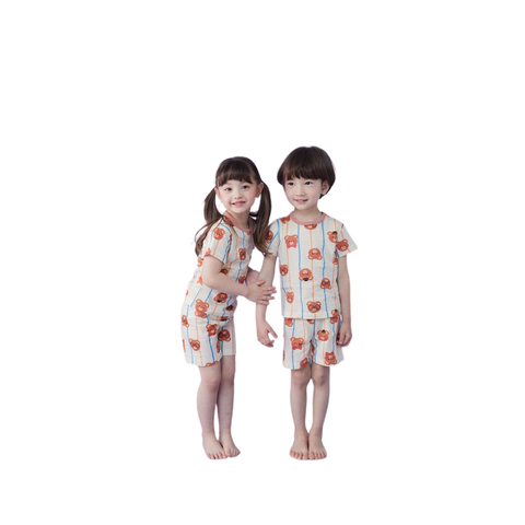 Bộ pijama Olomimi cộc bé trai/bé gái Teddy bear gentleman