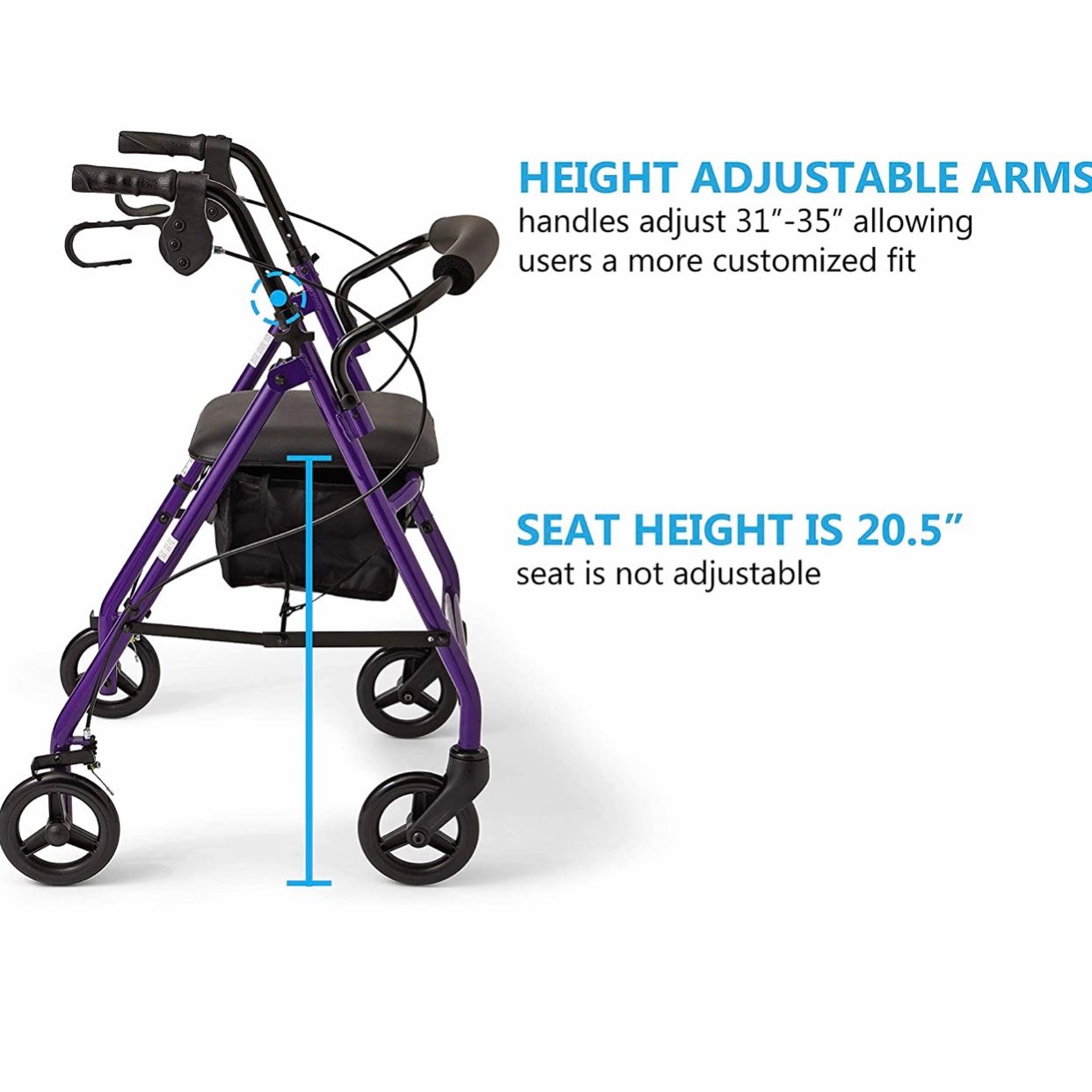 Xe lăn Medline Aluminum Rollator Walker with Seat
