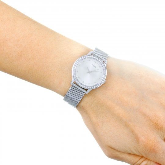 Đồng hồ nữ Guess Chelsea Crystal Silver Dial Stainless Steel