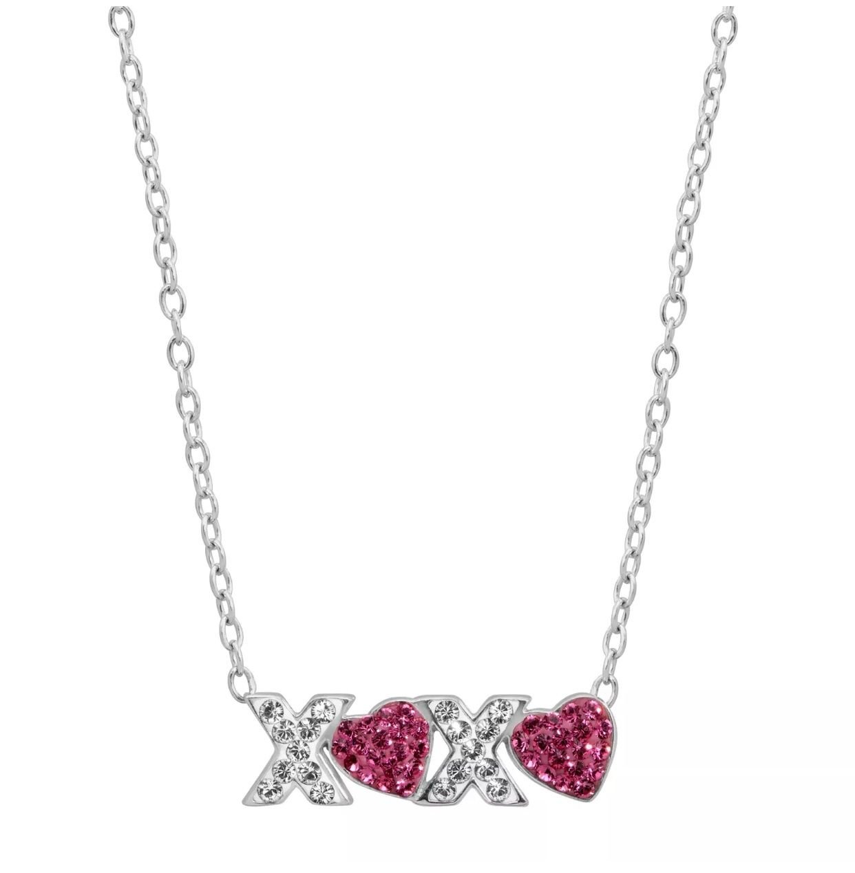 Vòng cổ XO đính đá Swarovski Tone Silver