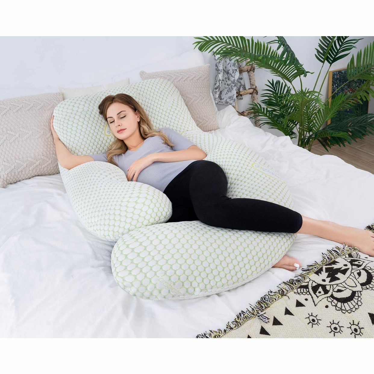 Gối nằm cho mẹ QUEEN ROSE Pregnancy Pillow with Bamboo Cover