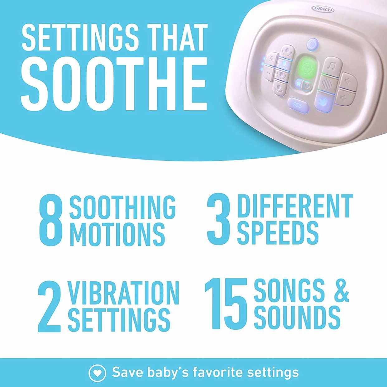 Nôi Graco Sense2Soothe Baby Swing with Cry Detection Technology, Sailor