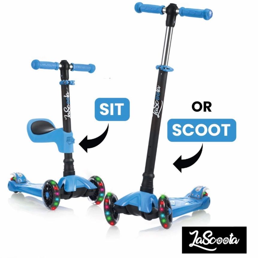 Xe Lascoota 2-in-1 Kick Scooter with Removable Seat Great