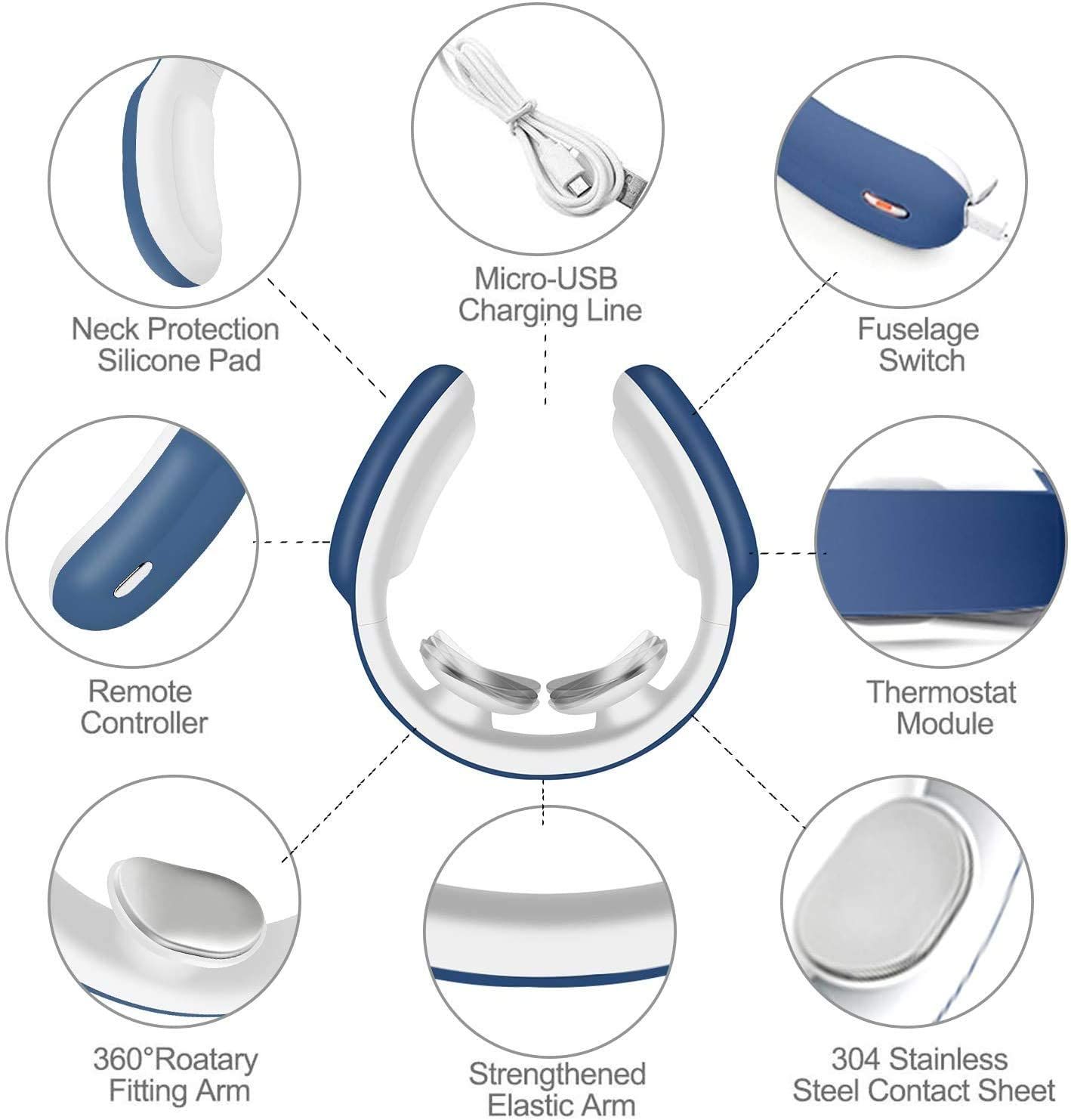 Máy mát xa cổ Neck Massager with Heat,Intelligent Wireless Portable 4D Neck Massage Equipment