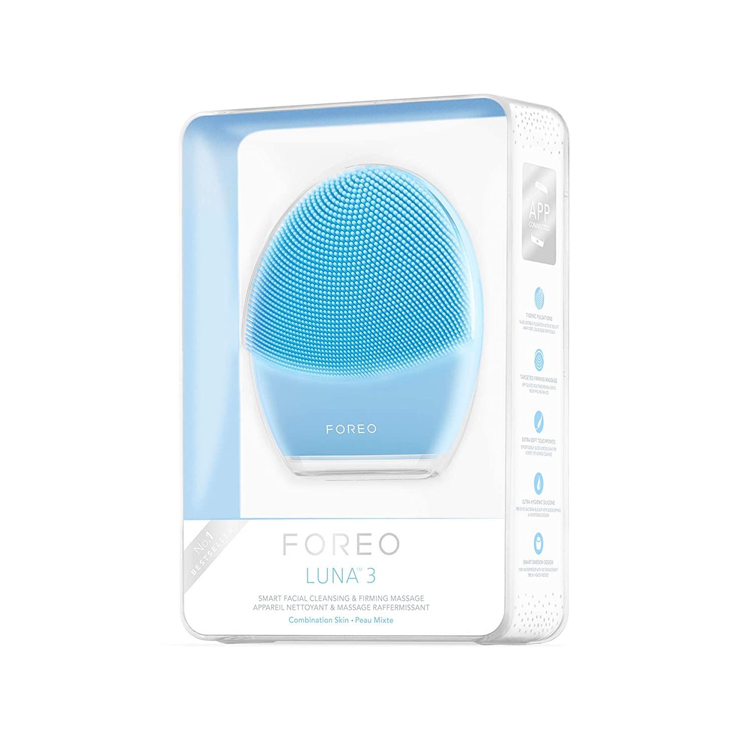 Máy rửa mặt FOREO LUNA 3 for Combination Skin, Smart Facial Cleansing and Firming Massage Brush