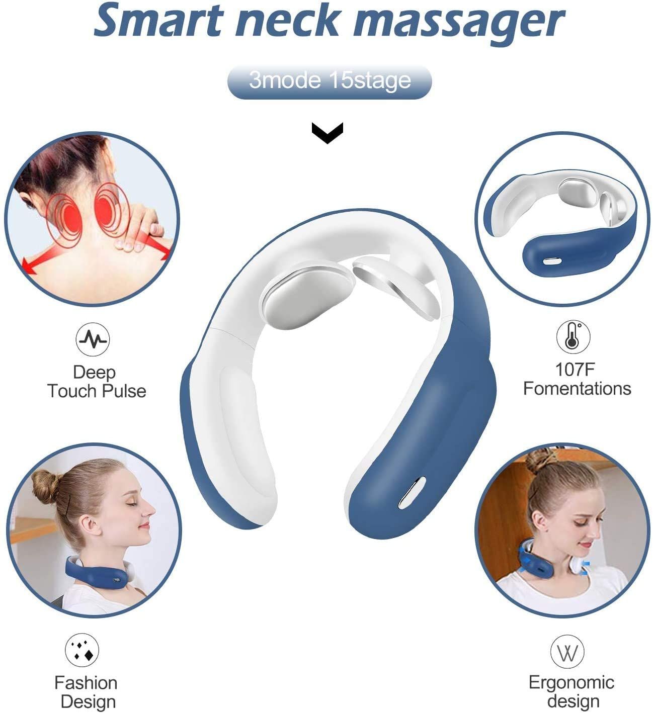Máy mát xa cổ Neck Massager with Heat,Intelligent Wireless Portable 4D Neck Massage Equipment