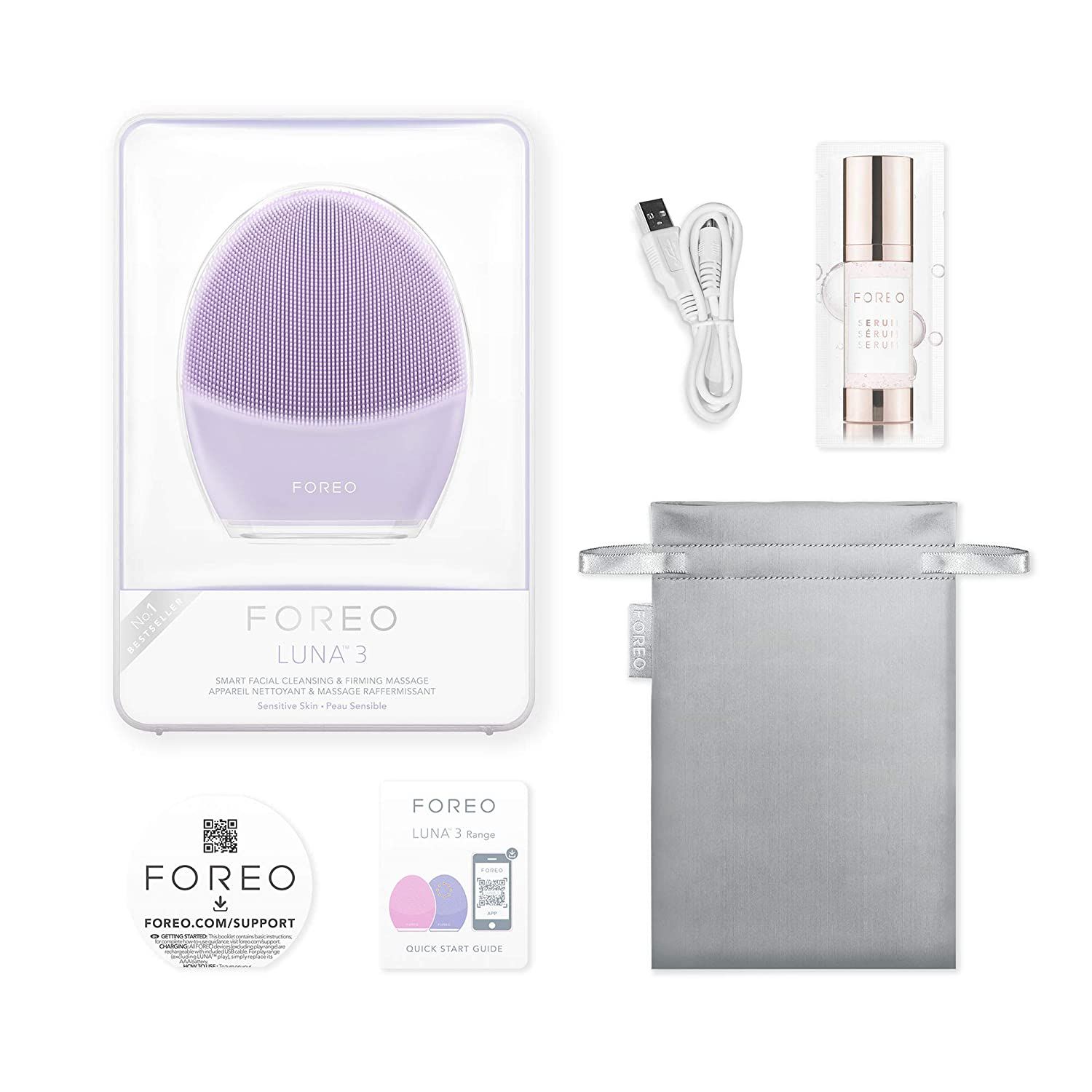 Máy rửa mặt FOREO LUNA 3 for Sensitive Skin, Smart Facial Cleansing and Firming Massage Brush