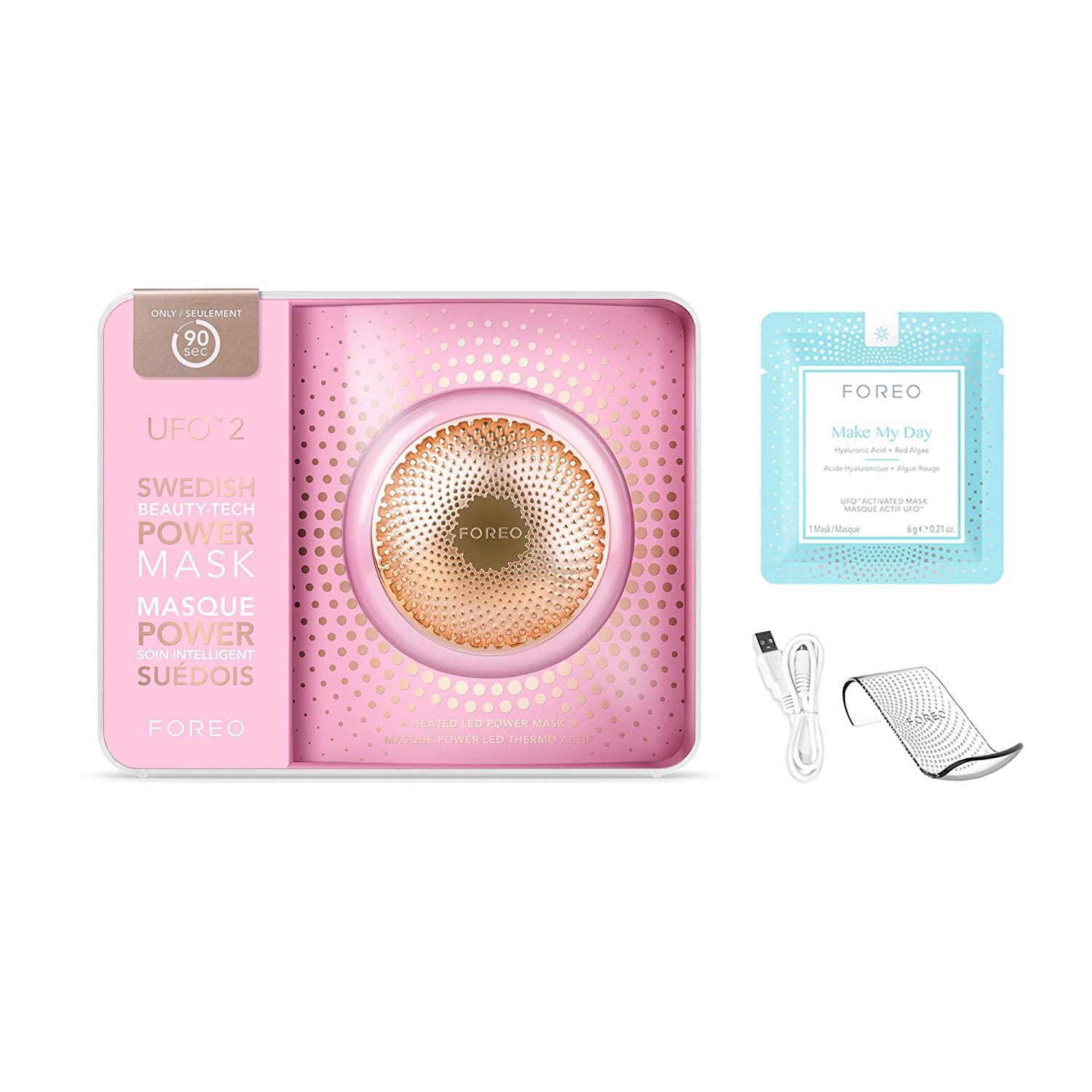 Máy đắp mặt nạ FOREO UFO 2 Power Mask & Light Therapy Device, Pearl Pink