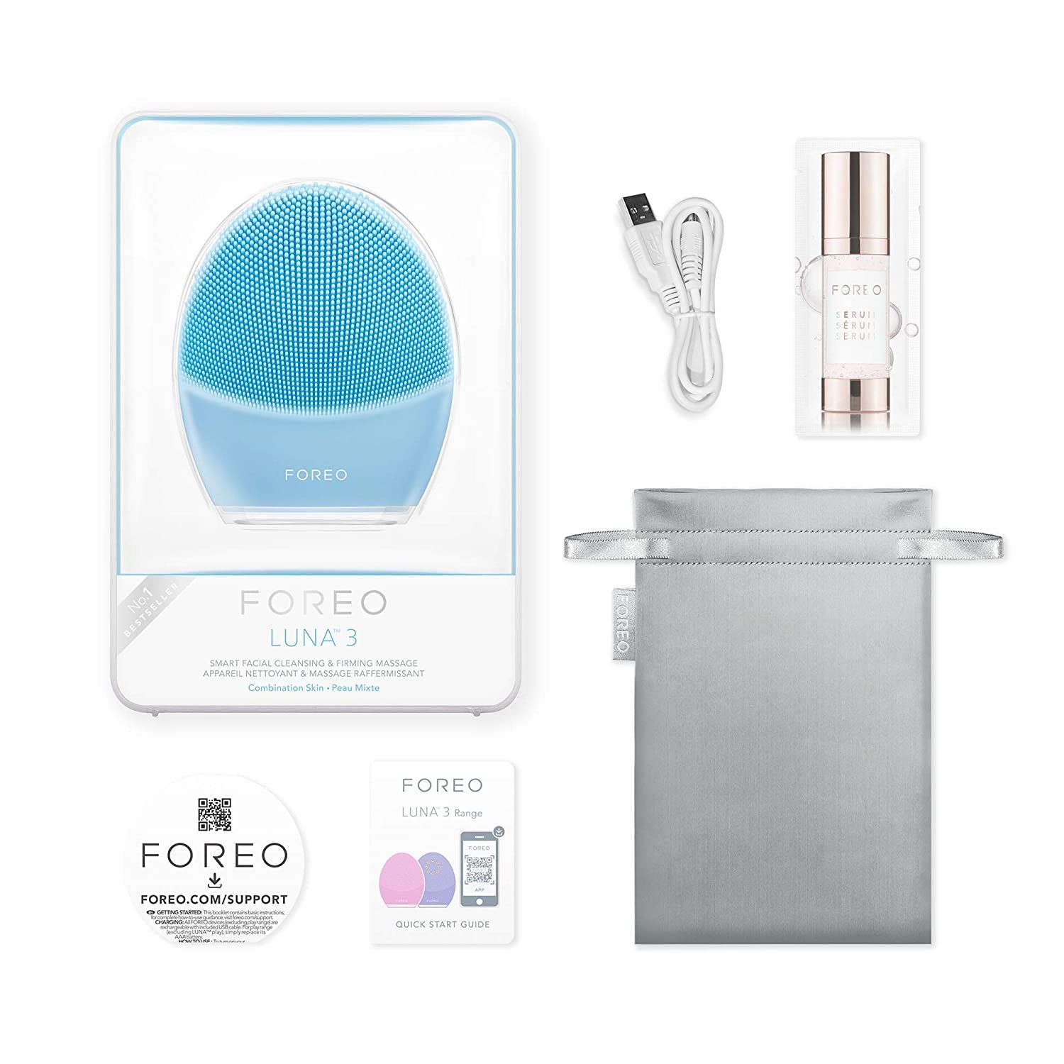 Máy rửa mặt FOREO LUNA 3 for Combination Skin, Smart Facial Cleansing and Firming Massage Brush
