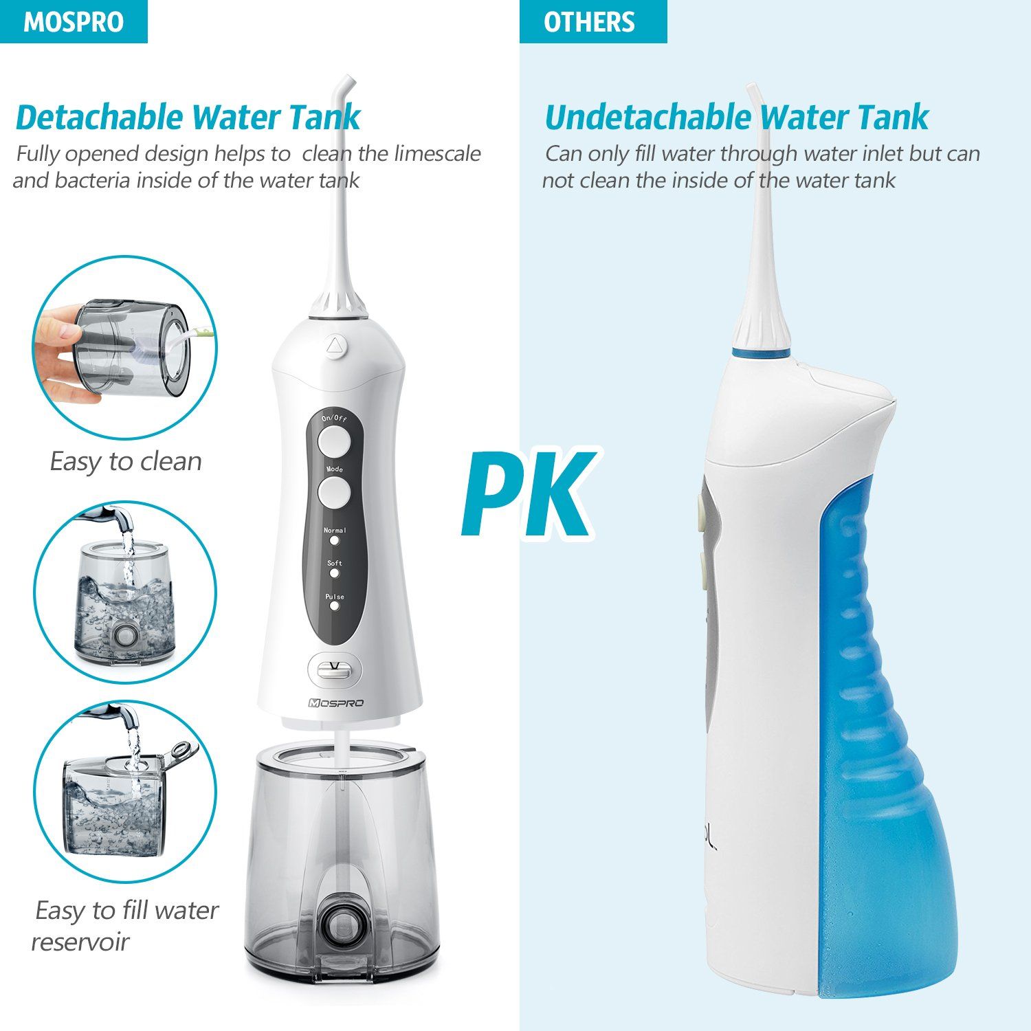 Máy tăm nước Mospro Water Flosser Professional Cordless - White