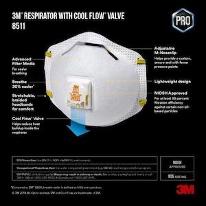 Khẩu trang 3M™ 8511 Respirator with Cool Flow™ Valve