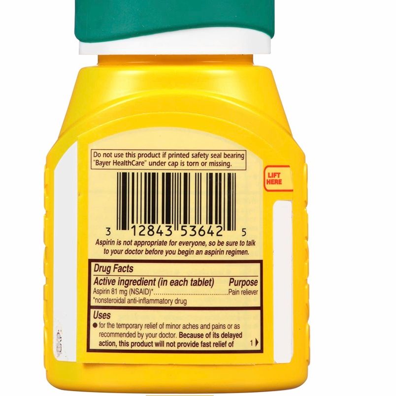 Viên nén giảm đau Aspirin Regimen Bayer Enteric Coated Tablets