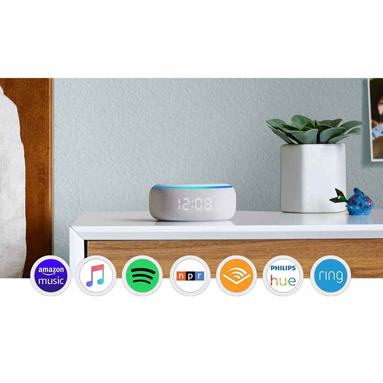 Loa thông minh Smart speaker with clock and Alexa