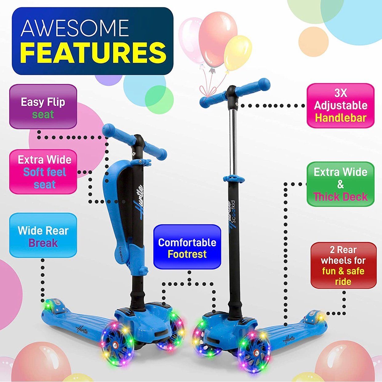 Xe Hurtle 3-Wheeled Scooter for Kids
