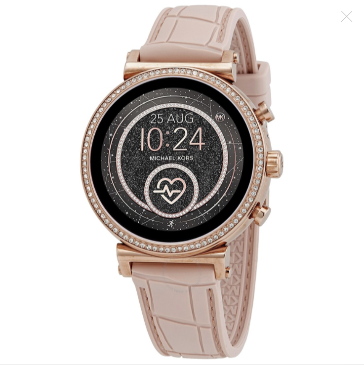 Đồng hồ unisex Michael Kors Access Gen 4 Sofie Rose Gold-tone and Embossed Silicone Smartwatch