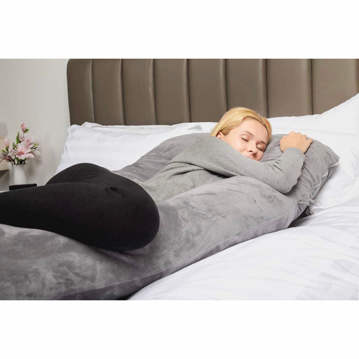 Gối nằm cho mẹ QUEEN ROSE Pregnancy Pillow with Velvet Cover