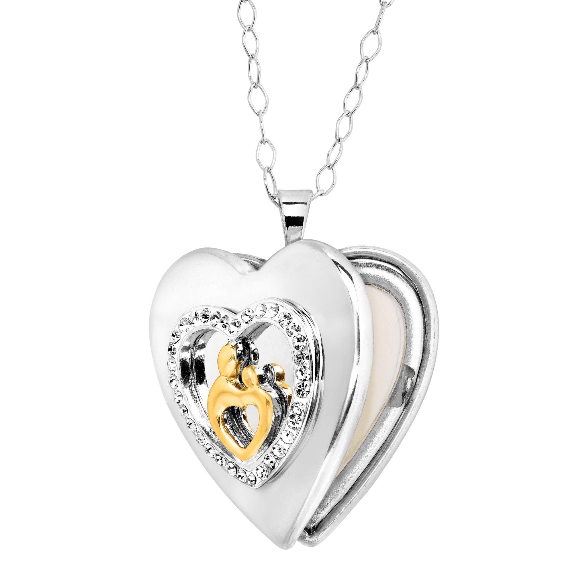 Mother & Child Locket with Swarovski Crystals