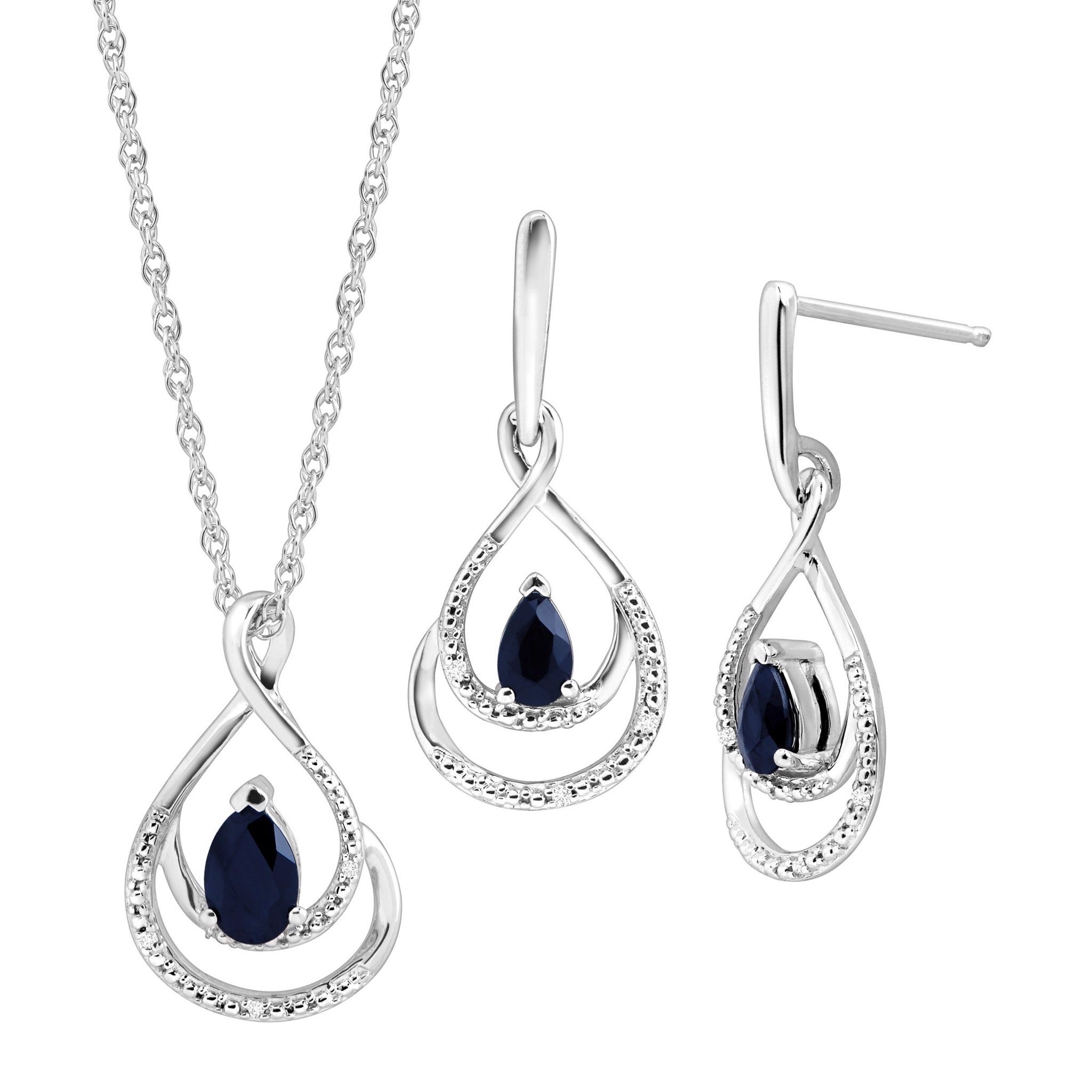 Bộ trang sức Natural Sapphire Pendant & Earrings Set