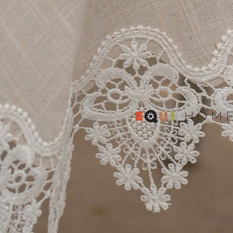  Khăn trải bàn Equilhome (đường kính 85cm) khăn lót lọ hoa hình tròn chất liệu Linen phối ren, thiết kế tinh tế, thanh lịch, hiện đại, chống nhăn, giảm bám bẩn thích hợp dùng cho phòng ăn, phòng khách, các bữa tiệc - EQ44127 