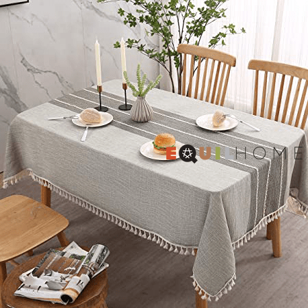  Khăn trải bàn Equilhome (140cmx260cm) khăn trải bàn chữ nhật chất liệu cotton linen, chống nhăn, giảm bám bẩn thích hợp dùng cho phòng ăn, phòng khách, các bữa tiệc - EQ7849 