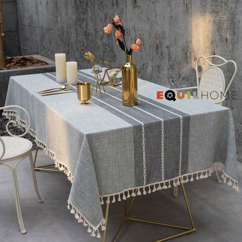 Khăn trải bàn ăn hình chữ nhật chất liệu Cotton linen - EQ7849