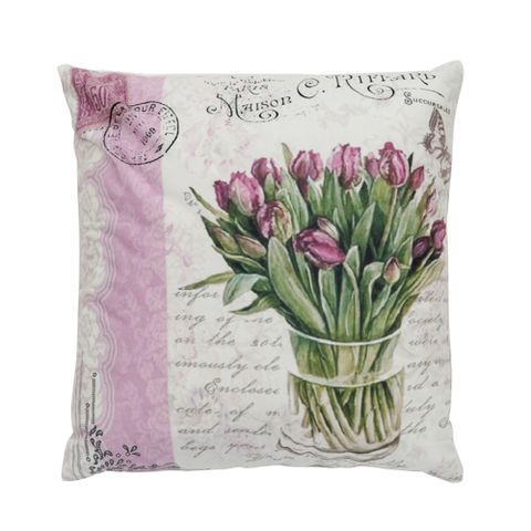  Vỏ gối sopha hình vuông 45x45 in hoa Tulips - EQ819 