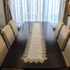 Khăn trải bàn Equilhome (40cmx200cm) khăn runner chất liệu gấm phối ren màu kem sang trọng, trang nhã, thích hợp dùng cho phòng ăn, phòng khách, các bữa tiệc - EQ384cm