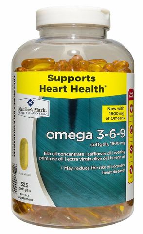  VIÊN UỐNG DẦU CÁ OMEGA 3-6-9 MEMBER’S MARK SUPPOTS HEART HEALTH 